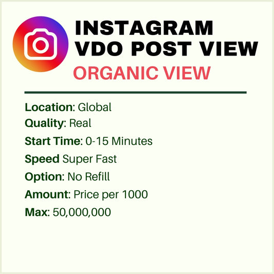Instagram View VDO Post- with Real Engagement and Organic